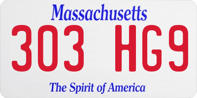 MA license plate 303HG9