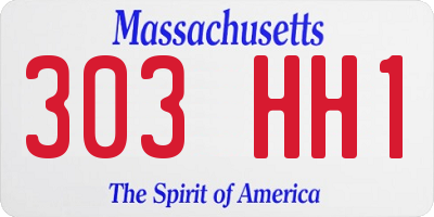 MA license plate 303HH1