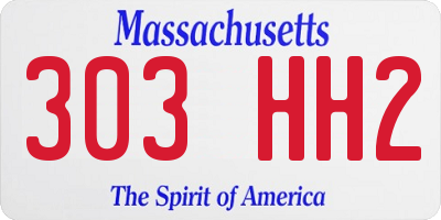 MA license plate 303HH2