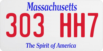 MA license plate 303HH7