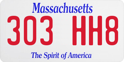 MA license plate 303HH8