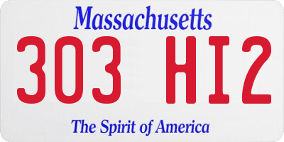 MA license plate 303HI2