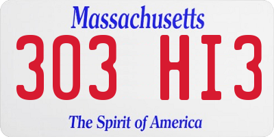 MA license plate 303HI3