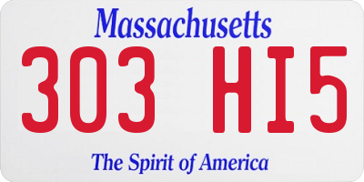 MA license plate 303HI5