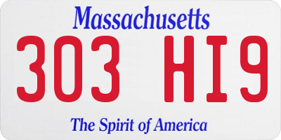 MA license plate 303HI9