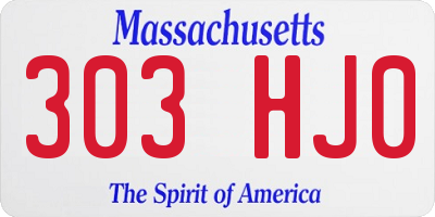MA license plate 303HJ0