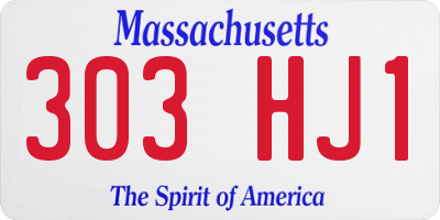 MA license plate 303HJ1