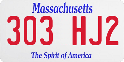 MA license plate 303HJ2