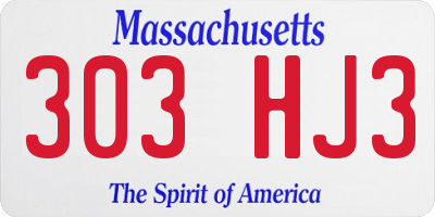 MA license plate 303HJ3