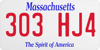 MA license plate 303HJ4