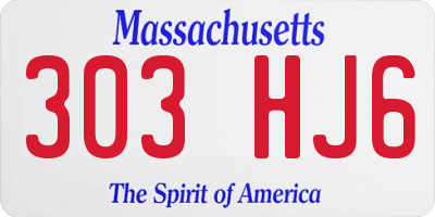 MA license plate 303HJ6