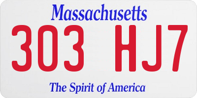 MA license plate 303HJ7