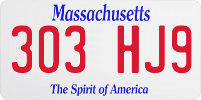 MA license plate 303HJ9