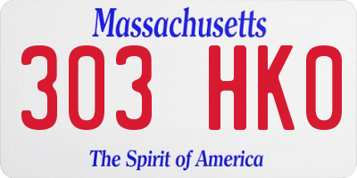 MA license plate 303HK0
