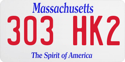 MA license plate 303HK2