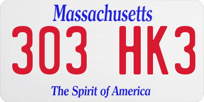 MA license plate 303HK3