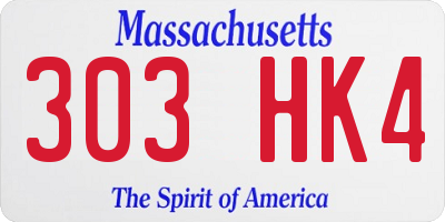 MA license plate 303HK4