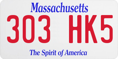 MA license plate 303HK5