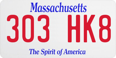 MA license plate 303HK8