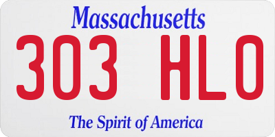 MA license plate 303HL0