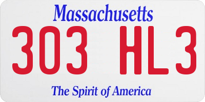 MA license plate 303HL3