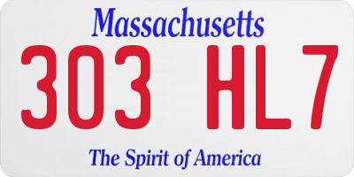 MA license plate 303HL7