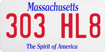 MA license plate 303HL8