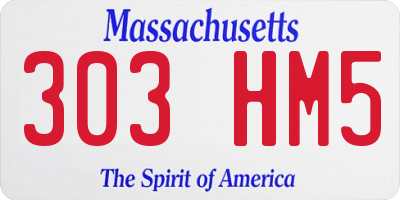 MA license plate 303HM5