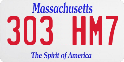 MA license plate 303HM7