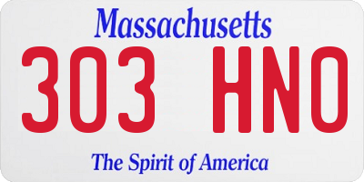 MA license plate 303HN0