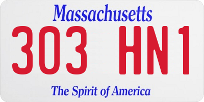 MA license plate 303HN1