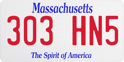 MA license plate 303HN5