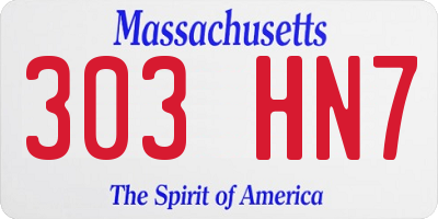 MA license plate 303HN7