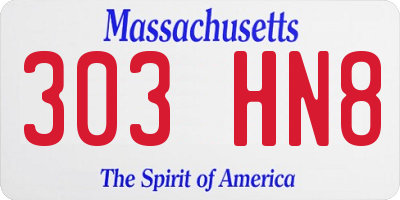 MA license plate 303HN8