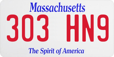 MA license plate 303HN9