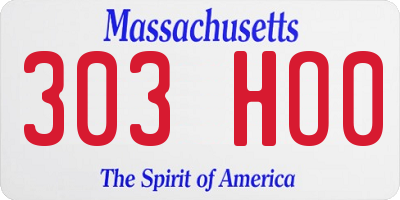 MA license plate 303HO0