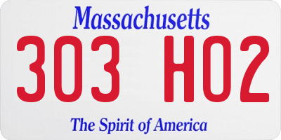 MA license plate 303HO2
