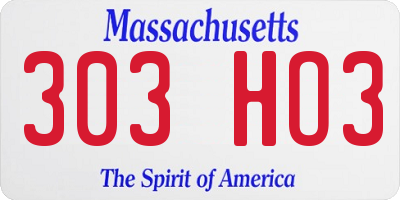 MA license plate 303HO3
