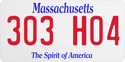 MA license plate 303HO4