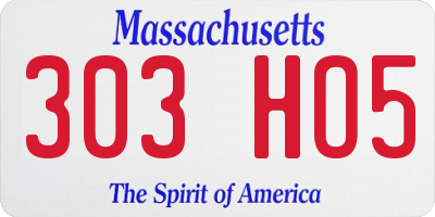 MA license plate 303HO5