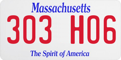 MA license plate 303HO6