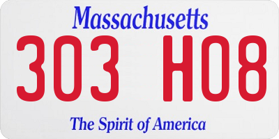 MA license plate 303HO8