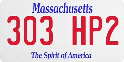 MA license plate 303HP2