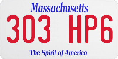 MA license plate 303HP6