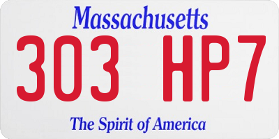 MA license plate 303HP7
