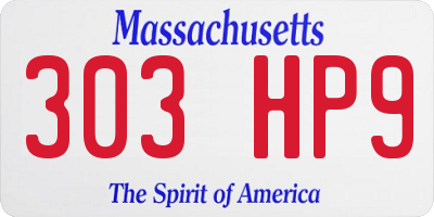 MA license plate 303HP9