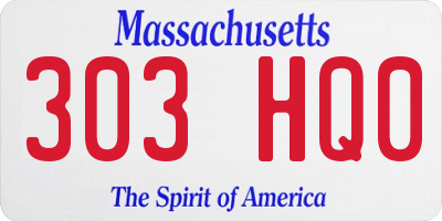 MA license plate 303HQ0
