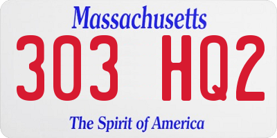 MA license plate 303HQ2