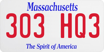 MA license plate 303HQ3