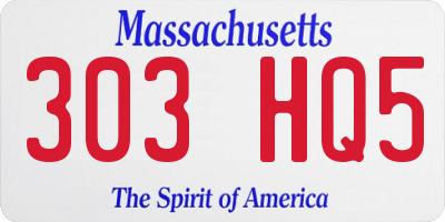 MA license plate 303HQ5